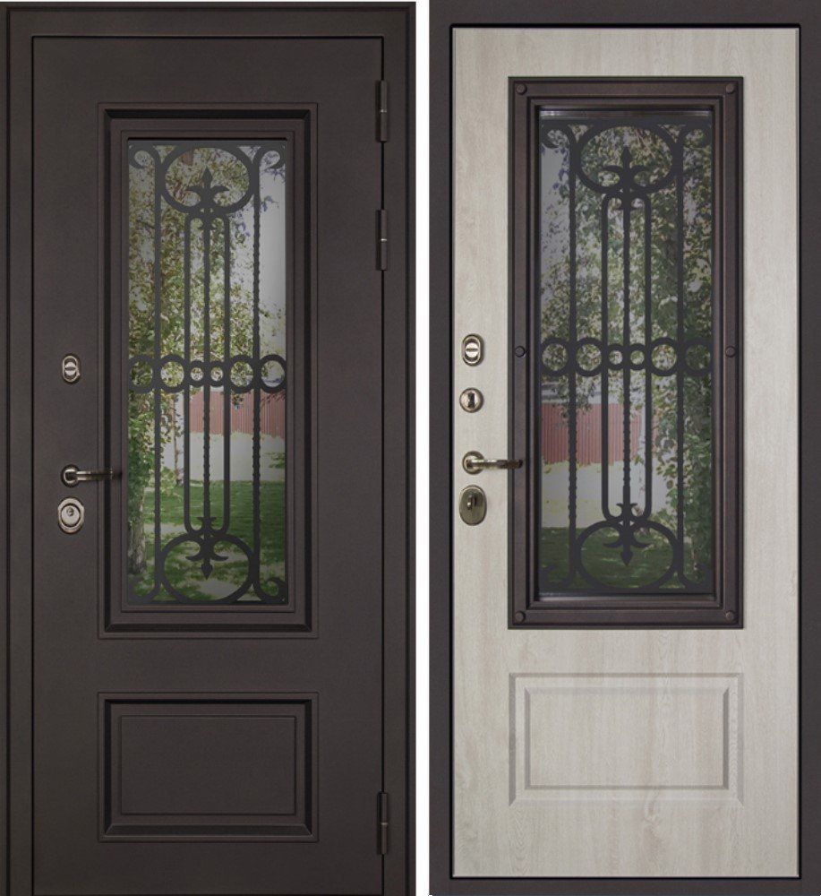 Фото Дверь Аляска с Окном и Лазерной Резкой Терморазрыв DIS007259