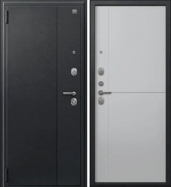 Фото Дверь A-05 черный сатин - бетон светлый DIS007335