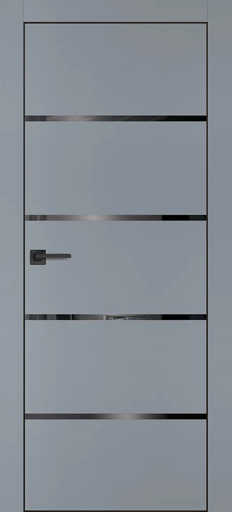 Фото Межкомнатная дверь PX-17 черная кромка с 4-х ст. Серый матовый