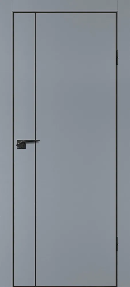 Фото Межкомнатная дверь P-21  черный молдинг PET,  кромка ABS черная c 4-х ст. Серый матовый